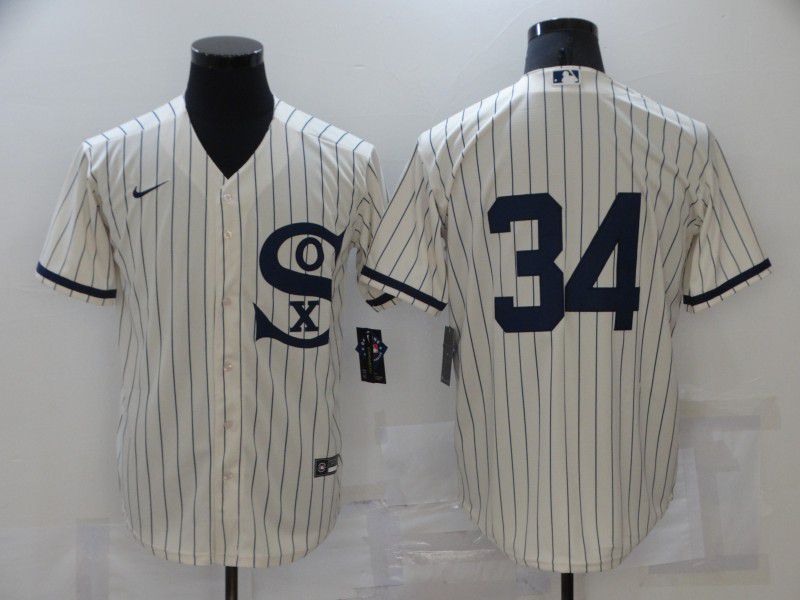 Men Chicago White Sox #34 No Name Cream stripe Dream version Game Nike 2021 MLB Jersey